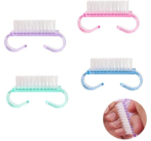4 Pièces Brosse Ongles, Brosse à Ongle avec Poignée en Plastique,Brosses de Nettoyage pour Ongle, pour Soins des Ongles, Nettoyage et Manucure, Brosses de pour Nail Art Mains
