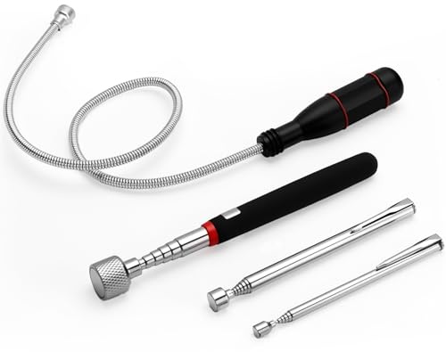 Magnetstab Teleskop 4 Stück Magnet Werkzeug Teleskopmagnet Stabmagnet Flexibler Magnetheber Magnetstabgreifer für Schrauben Mutter Schlüssel Metallteile