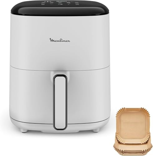 Moulinex Easy Fry POP POWDER GREY 5L, freidora de aire, hasta 6 personas, 10 programas intuitivos, pantalla táctil digital, ahorro de tiempo y energía, EZ245GF0