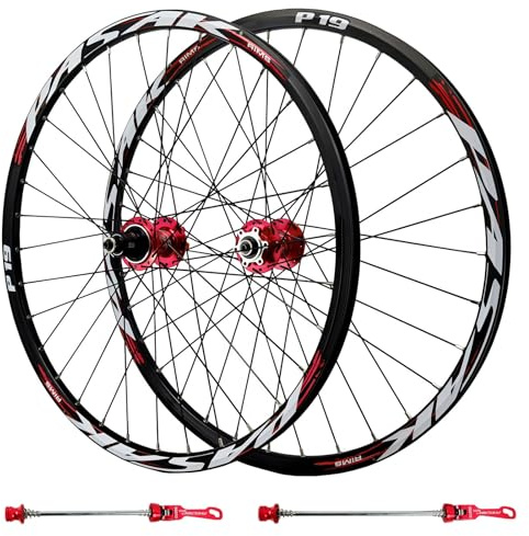 AuroraXQ 26/27,5/29 MTB Hjulset, XD-nav QR Skivbroms 32H 11-12 Växlar Däck 1.25-2.5 - Röd(26 tum)