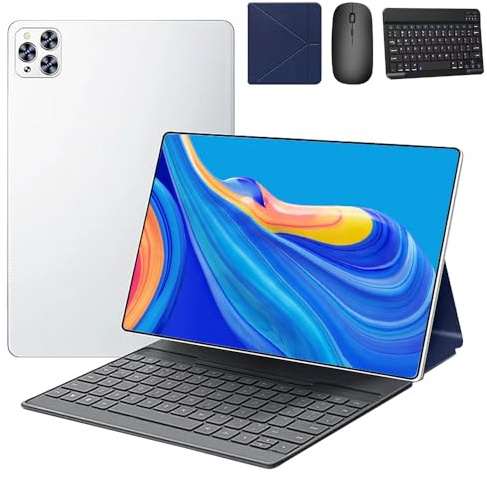 Tablet Android da 10 pollici con tastiera e mouse - 32 GB di memoria, display IPS da 10,1 pollici, batteria da 5000 mAh, Android 7.0 - Kit completo per lavoro e apprendimento