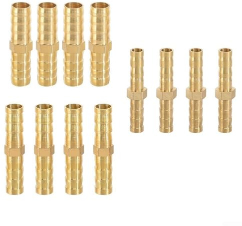 Confezione da 12 connettori dritti in ottone per tubi flessibili, adattatori riduttori da 6 mm, 8 mm, 10 mm, per aria, acqua, carburante, olio, accoppiatori rapidi per tubi e raccordi per tubi