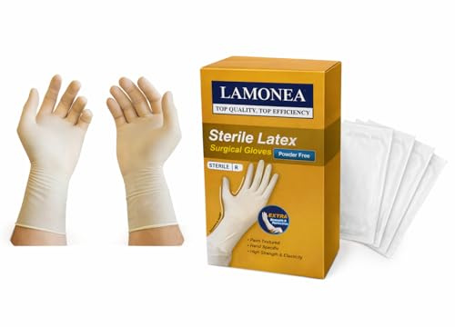 LAMONEA Guantes quirúrgicos estériles, con polvo y sin polvo, envasados por pares individualmente (50 pares, sin polvo, 6,5) TG-583994803