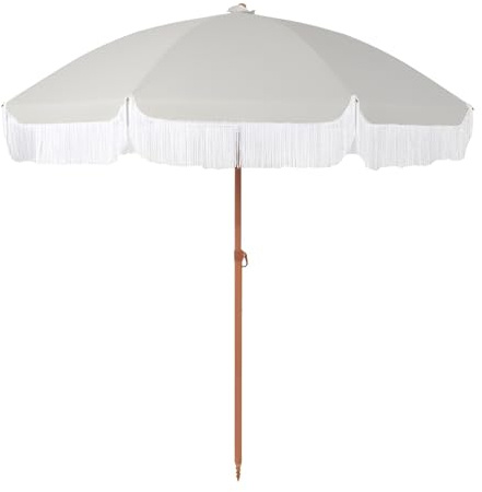 KXWOQ3ED 200 cm Parasol de Jardin avec Franges, Parasol de Plage Exterieur Inclinable Protection Solaire, pour Terrasse, Piscine, Patio, Prairie, Marché