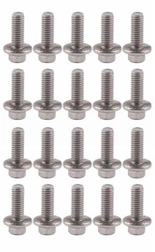 VBESTLIFE 20 Tornillos Hexagonales con Brida M6x20, Tornillos de Cabeza con Brida de Acero Inoxidable 304 con Arandela Integrada para Fijación de Maquinaria de Construcción industrial.