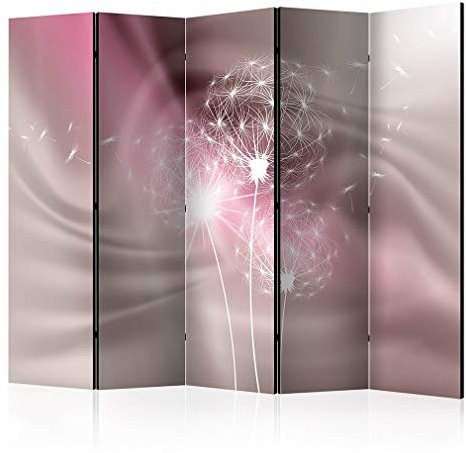 decomonkey Paravent Raumteiler Innen Pusteblume Abstrakt 225x172 cm 5 Teilig Beidseitig Room Divider Wall Raumteiler Stehend Trennwand Sichtschutz Spanische Wand Sichtschutzwand Wohnzimmer Holz