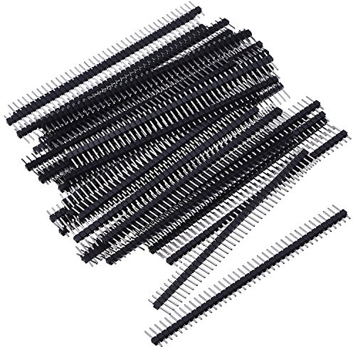 Hotop 50 Pack Single Row 40 Pin 2.54 mm Male Pin Header Connector