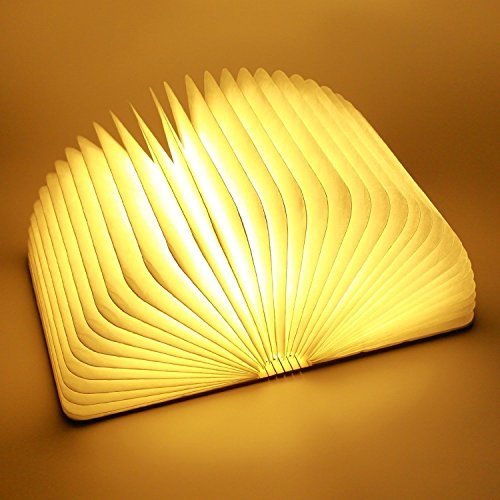 JIAN YA NA Holz Klapp LED Nachtlicht Buch Led Light & LED Klappbuch Lampe, Kunstlicht, dekorative Lichter, Schreibtisch/Wand Magnetische Lampe mit 2500mAh Akku, 500 Lumen (Warmweiß)