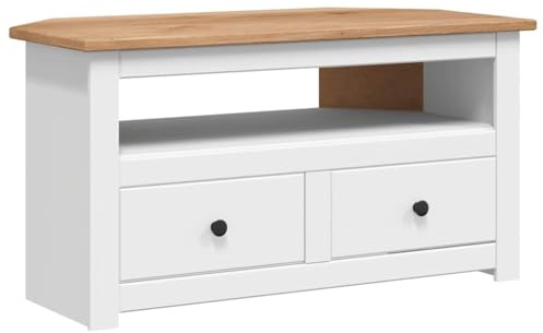 vidaXL Meuble TV d'angle Blanc 93x49x49 cm Pin Assortiment Panama