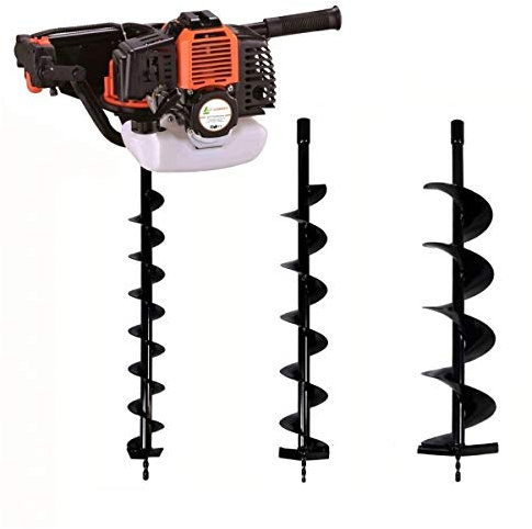 GT Garden Tarière Thermique 52 cm3-3 CV + Lot de 3 mèches (80, 100 et 150 mm)