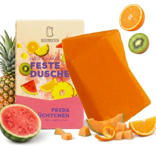 Duschbrocken Fruchtige Duschseife [2in1] Festes Shampoo, Vegan, 100g