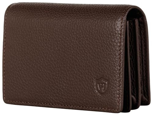 VON HEESEN® Visitenkartenetui Leder mit RFID-Schutz - Platz für 50 Visitenkarten - 6 Fächer - Visitenkarten Etuis - Geschenk für Damen & Herren (Braun)
