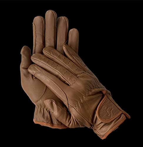 Gants d'équitation pour homme 100 % cuir véritable marron clair et noir de qualité supérieure pour homme
