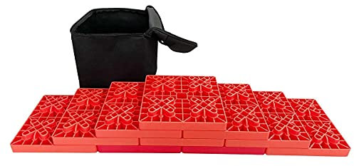 KATSU Tools 10 Piezas Bloques de Soporte para Rueda de Coche, Bloques de Plástico para Nivelación de Caravanas Resistentes, Ideales para Nivelar Ruedas Individuales y Dobles, Gatos Estabilizadores
