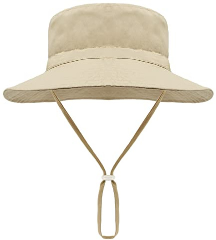 Malaxlx Baby Sun Hat Adjustable Wide Brim Bucket Hat for Boys Girls | Wide Brim Sun Protection with Breathable Mesh Lining Chin Strap Comfort for Baby Beach Travel Outdoor Play Summer Wear