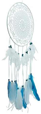 HEITMANN DECO - Traumfänger mit Federn - weiß/türkis - ca. 41 x 55 cm - Wanddekoration