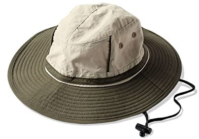 LumiSyne Zweifarbig Fischerhut Damen Herren Sonnenhut Breite Krempe UPF 50+ Verstellbare Passform Atmungsaktives Mesh Packbar Boonie Hat Mit Kinnband Für Reisen Klettern Angeln Gartenarbeit Outdoor