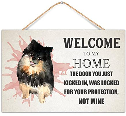 CustonCares Hunde-Zitat Welcome to My Home Welcome Haustürschild Hund Mutter Geschenk für Frauen Bauernhaus Hängeschild Retro Holzschild Hausbesitzer Geschenke 30,5 x 20,3 cm