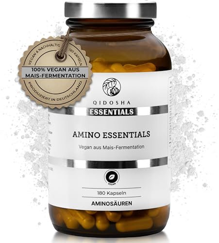 QIDOSHA® Master Aminosäuren Komplex KAPSELN, Rezeptur nach Dr. Moretti, 180 Stk/Glas, mit 99% Netto-Stickstoffverwertung, 8 essenzielle Aminosäuren, 100% vegan, EAA Pattern