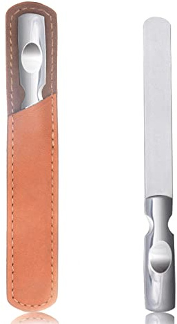 Jaimela Stainless Steel Nail File, Nail File Manicure Tools with Anti-skid Handle and Leather Case, Stainless Steel Nail Care Manicure Tool Accessories for Men Woman