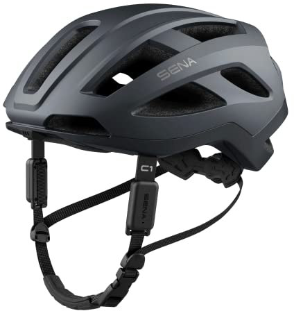 Sena Adult C1 Smart Helm mit Bluetooth Gegensprechanlage und Smartphone-Konnektivität für Musik, GPS und Telefonanrufe, Matt Grau, M