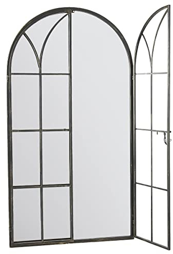 MirrorOutlet Grand Miroir Mural en métal en Forme d'arche pour Portes et fenêtres Noir Antique 140 cm x 75 cm