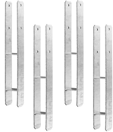 4 x Heunert H-Pfostenträger H-Anker Pfostenanker Set 4 Stück 91, 101, 121 oder 141 verzinkt inkl. Schraubenset mit CE Zeichen extra stark (4 Stück 141 x 800 x 6 mm)