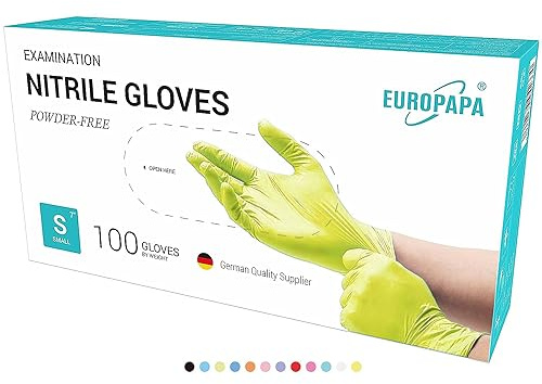EUROPAPA® 500x Einweghandschuhe Nitrilhandschuhe puderfrei Untersuchungshandschuhe EN455 EN374 latexfrei Einmalhandschuhe Handschuhe in Gr. S, M, L & XL verfügbar (Gelb, S)