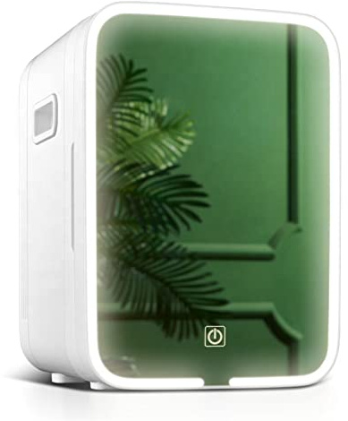 DieffematicBX Mini Frigo Mini réfrigérateur de beauté avec la température constante Intelligente de réfrigérateur de Maquillage de Bureau Automatique portatif de lumière de Miroir
