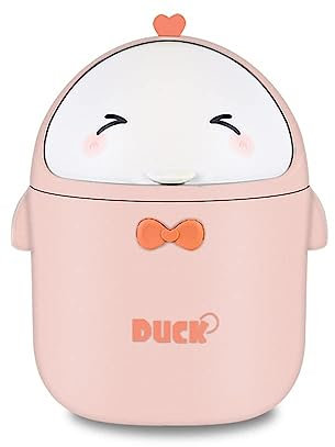 TOGHPUW TischmüLleimer Mit Deckel, MüLleimer BüRo Cute, Cartoon Table Trash Bin, Kleine Aufbewahrungsbox FüR Arbeitstische, BüRos, Kinderzimmer, Badezimmer (pink)