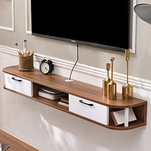CENAP Meuble TV Flottant,Meubles TV Muraux en Bois avec Trou de Gestion des Câbles,Petit Appartement Chambre Meuble TV Suspendu/Noyer / 120cm