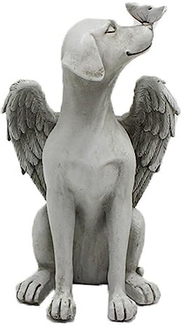 Uposao Statue d'ange Chat en Forme d'ange De Chien Décoration De Jardin Statue Ornements d'art en Résine Statue De Animalière avec Ailes pour Le Jardin, La Maison, La Cour, La Pelouse De Patio