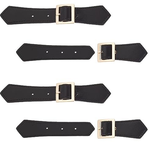 FINGERINSPIRE 4 Sets Leder Knebelverschlüsse Zum Aufnähen Schwarze Kunstleder Knebelschnalle Vintage Leder Knebelknöpfe Lederverschluss Verschlüsse Ersatz Druckknopfverschluss Für Mantel Jacke DIY