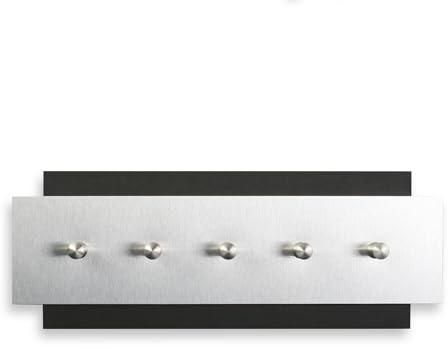 Kreative Feder Elvara – Designer-Schlüsselbrett aus Holz und gebürstetem Aluminium in modernem Metallic-Look (SBAH001)