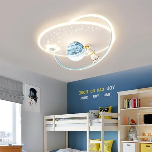 Deckenlampe Innen Kinderlampe LED Cartoon Deckenleuchte Junge Mädchen Schlafzimmer Beleuchtung mit Fernbedienung Modernes dimmbares Design Lunar Astronaut Deckenleuchten Wohnzimmer Esszimmer Küche