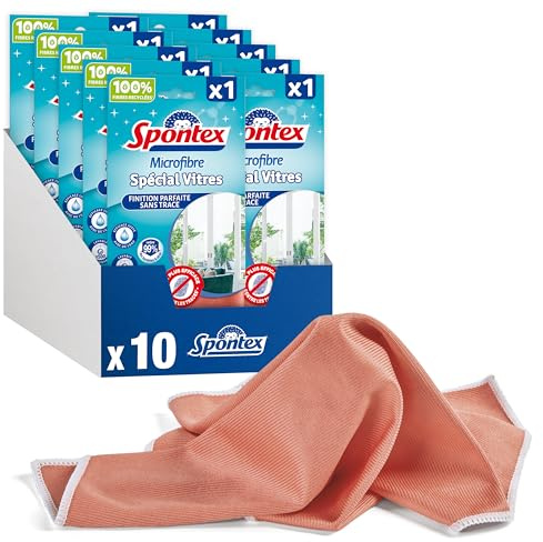 Spontex - Mikrofaser-Reinigungstücher für Fenster (40 x 40 cm) – 10 Stück