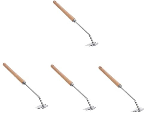 POPETPOP 4 Pièces Outils De Désherbage Outil De Désherbage pour Le Jardin Désherbage du Jardin Désherbants Manuels Outil De Désherbage De Jardin Outil De Fourche De Désherbage Hêtre