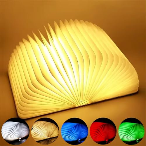 SHUBEIEUMI Lampe Livre LED, Mini LED Lampe de Lecture Pliante 5 Couleur, Lumières Décoratives Rechargeable, Lampe de Bureau pour Decoration Chambre, Maison et Bureau (12x9x2.5cm)