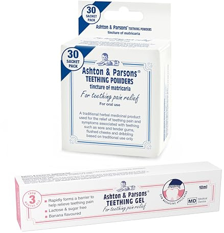 Bundle of Ashton & Parsons Teething Powders Pack of 30 + Ashton & Parsons Teething Gel 10ml for Babies and Infants 3 Months+ to Help Relieve Common Teething Symptoms