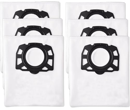 6 sacchetti per aspirapolvere KFI 357 per aspirapolvere Kärcher WD2 WD3 KWD1 KWD2 KWD3 WD3.200 – WD3.800 M/SE4001/SE4002, sostituisce 2.863-314.0