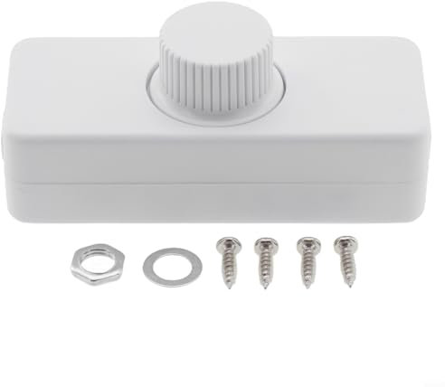 Zeroupshop Inline LED Dimmer Switch, LED Dimmer Switch, With Built-in Rotary Knob Control Tool Online Dimmer Dimmer Switch Knob (white)