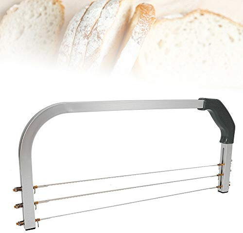 Atnhyruhd Cortador de tartas de 3 cuchillas ajustables de gran tamaño para tartas de capa intermedia de 3 cuchillas estándar de la industria profesional cortador de pasteles de acero inoxidable