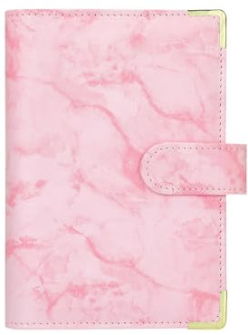 LiangYuanZen Binder Budget Notizbuch A6, 6 Löcher Budget Binder mit Binder Taschen Budgetblätter, Etikettenaufklebern, Weiches Lineal Ringbuchordner,Geldplaner, Cash Stuffing. (pink)