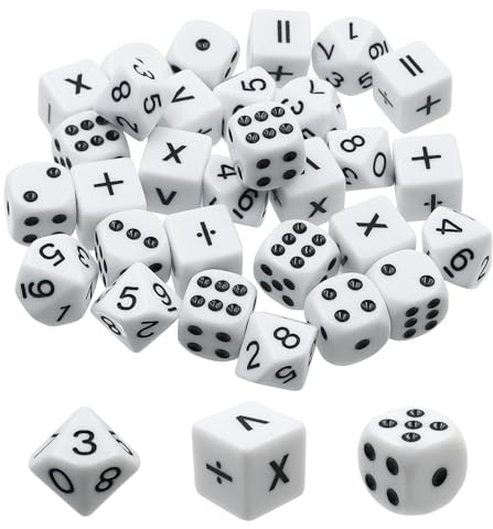 CONNECTION 30 Pièces Cube D'enseignement 15mm Jeu de Dés en Acrylique Dés Mathématiques 10 Dés à Points 10 Dés D'opération Mathématique 10 Dés 10 Faces pour Enfants Enseignant Enseignement De Classe