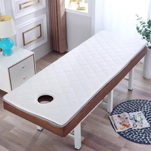 Cubremesa con banda elástica de 3 cm, antideslizante, para salón de belleza, color blanco, 185 x 70 cm