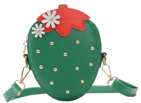 OATIPHO Süße Erdbeer Umhängetasche für Mädchen Kleine Kinderschultertasche aus Robustem Material Verstellbarer Gurt Münzbeutel Geldbörse für Kleinigkeiten