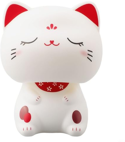 Automatische Wackelfigur Katze Solarbetriebene Auto- und Wohnkultur mit lächelnden Augen (B)