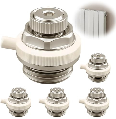 5pcs Heizkörper Entlüftungsventil,1/2 Automatisches Entlüftungsventil,Automatischer Heizkörperentlüfter,Automatischer Heizkörper-Entlüfter für Messing Selbstentlüftendes Kühlerventil,heizkörperlüfter