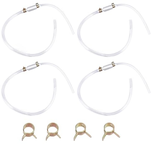 BOXOB 4 Ensembles Kit de Purge de Freins, Comprenant 8 Tuyaux Purge en Caoutchouc, 4 Clapets Anti-Retour, 12 Petites Pinces, Tuyau Liquide d'embrayage pour Moto Véhicule Électrique Voiture