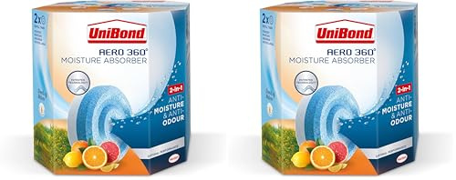 UniBond AERO 360° Moisture Absorber Citrus Refill Tab, Aromatherapy, Ultra-Absorbent and Odour-Neutralising, for AERO 360° Dehumidifier, Condensation Absorbers, Twin Pack (2 x 450g) (Pack of 2)